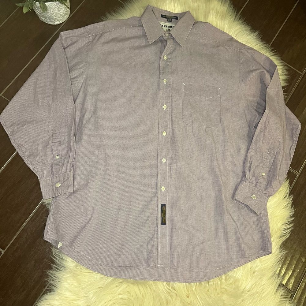 Tommy Hilfiger Plum/White button up sz 16 1/2